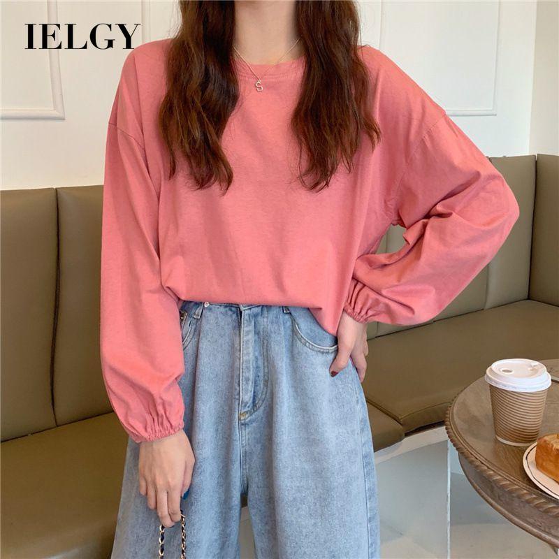 Áo thun IELGY dài tay màu trơn thời trang dành cho nữ