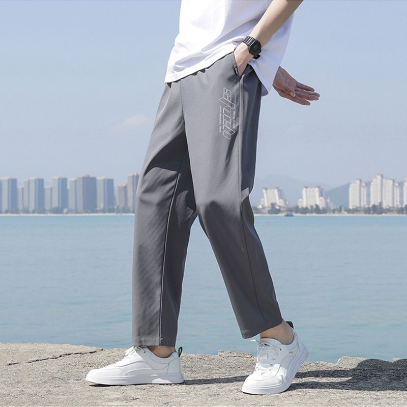 Quần Dài Vải Lụa Lạnh Mỏng Nhanh Khô Thời Trang Mùa Hè Cho Nam