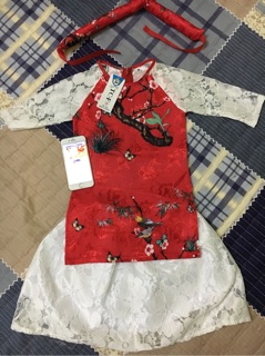 Set 10 áo dài cho bé đỏ