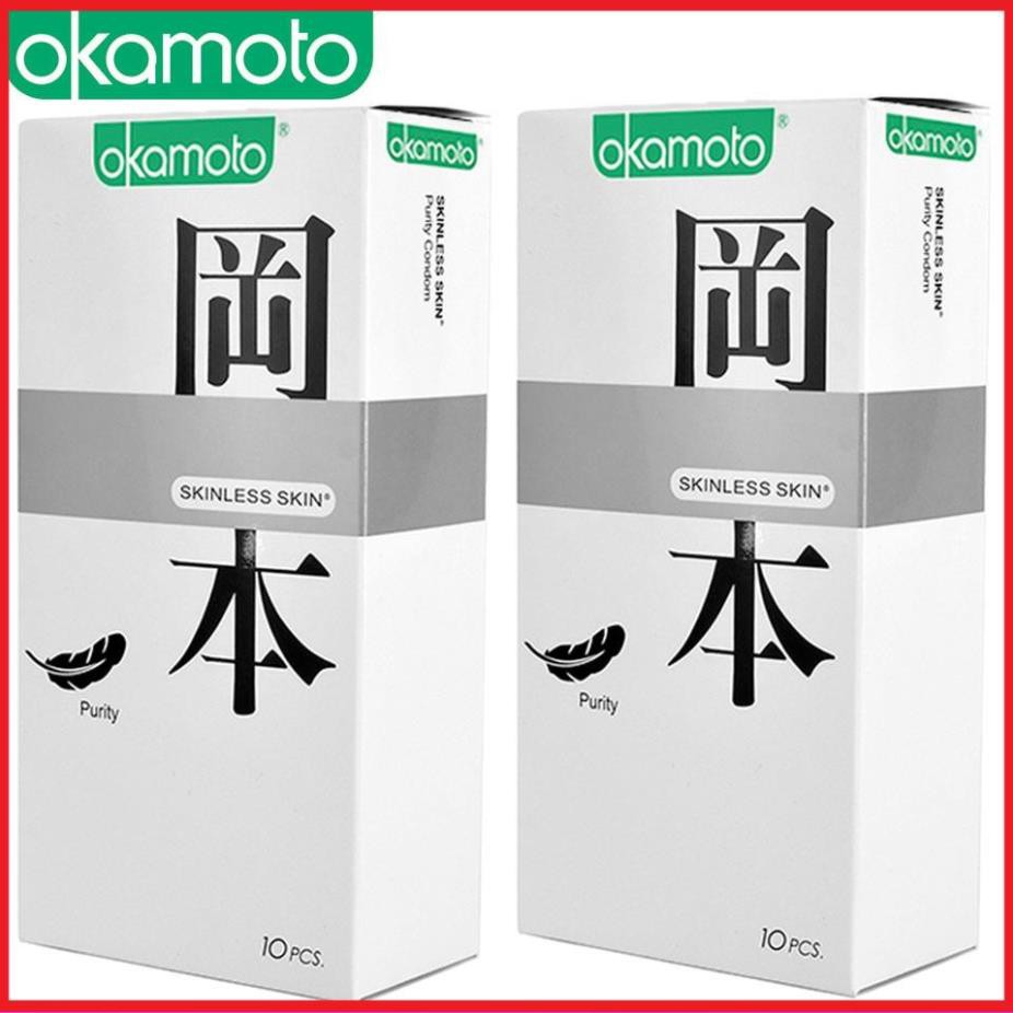 [BCS CHÍNH HÃNG] [ Combo 2 hộp ] Bao Cao Su Okamoto Skinless Skin Purity Không Mùi Tinh Khiết Hộp 10 Cái