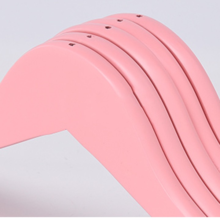 Móc Gỗ Treo Quần Áo Hồng Nhạt Vai Đệm 44.5cm (10 móc)