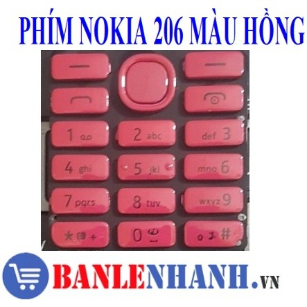 PHÍM NOKIA 206 MÀU HỒNG