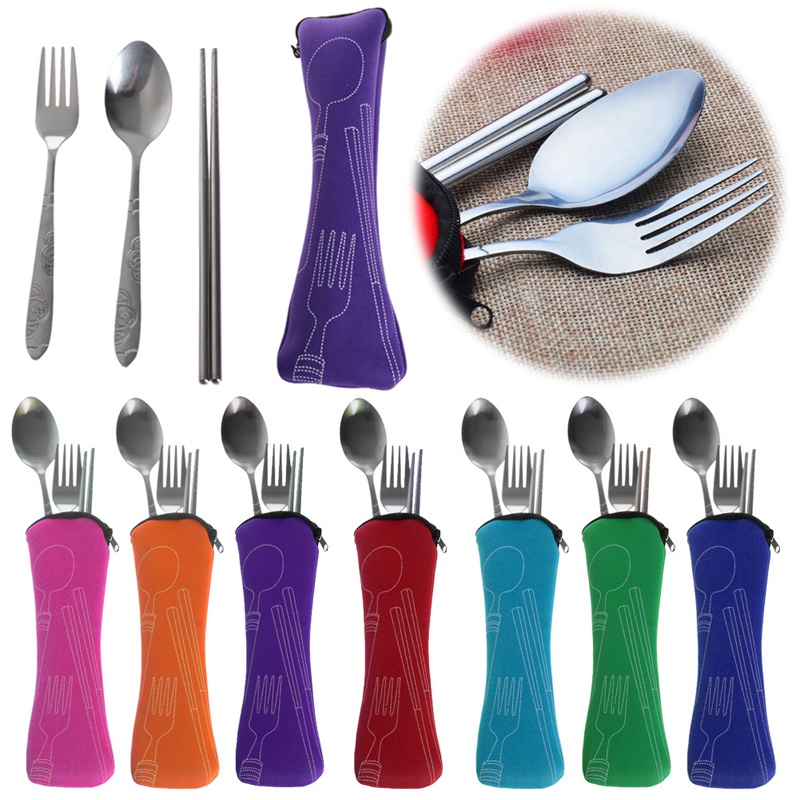 1 Bộ Dụng Cụ Ăn Bằng Thép Không Gỉ 3 Món