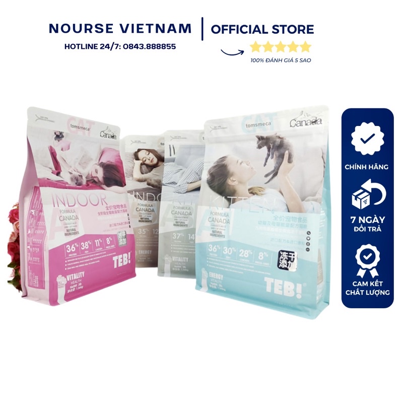 Thức ăn hạt cho mèo Teb A Thức ăn khô cho mèo với thịt sấy khô Grain Free tăng cân cho mèo