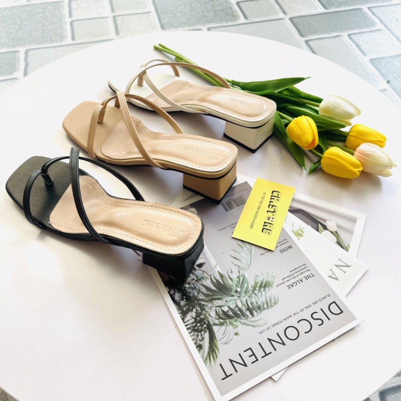 Dép nữ xỏ ngón, sandal đế vuông 3p mã H27