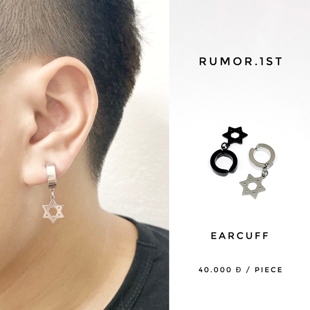 Khuyên tai kẹp hình sao david