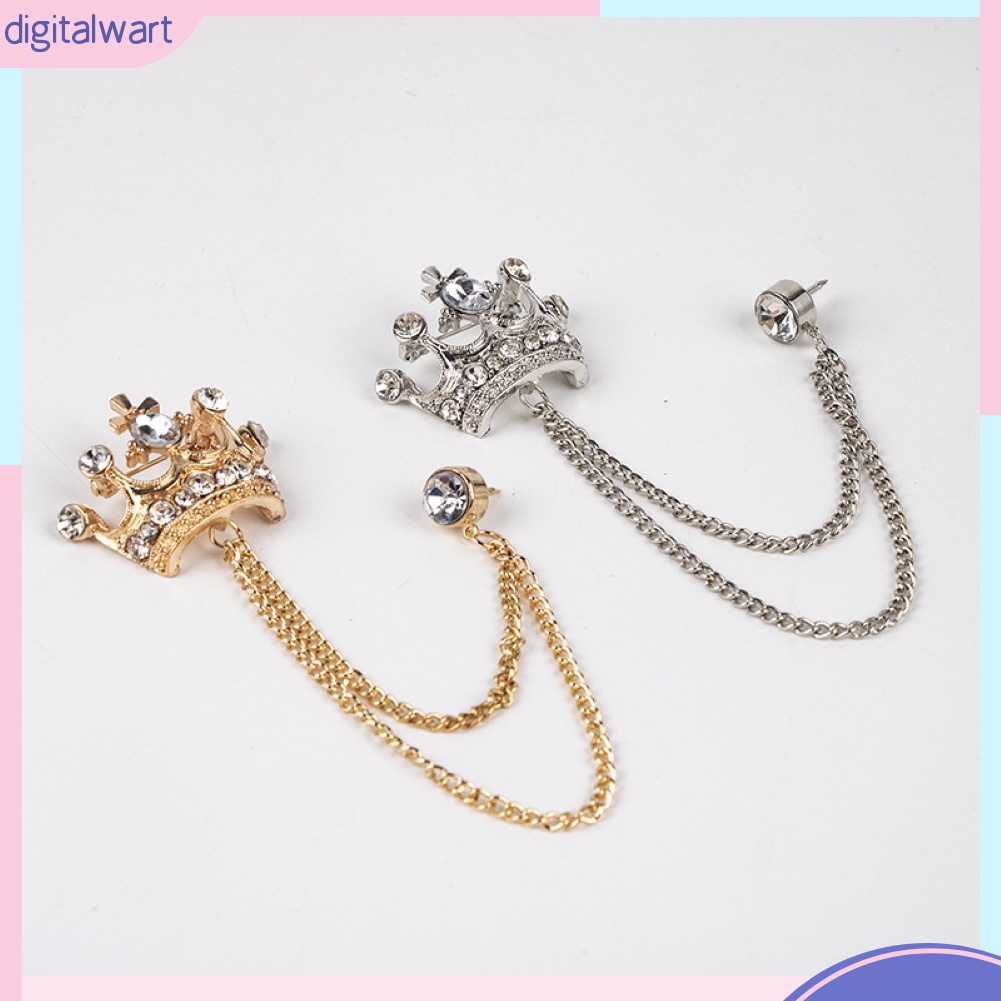 Ghim Cài Áo Hình Vương Miện Phối Dây Xích Tua Rua Phong Cách Cổ Điển Thời Trang Cho Nam Và Nữ