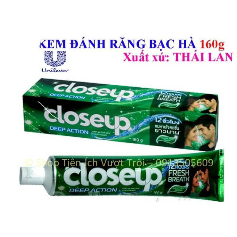 Kem đánh răng Closeup Deep Action nhập khẩu từ Thái Lan, loại 160g, hương thơm mát tự nhiên-Tiện Ích Vượt Trội