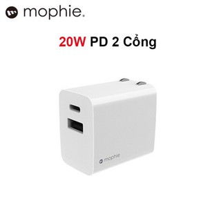 Sạc nhanh mophie 2 cổng usb-c pd 20w & usb-a qc 18w cho iphone ipad samsung androi