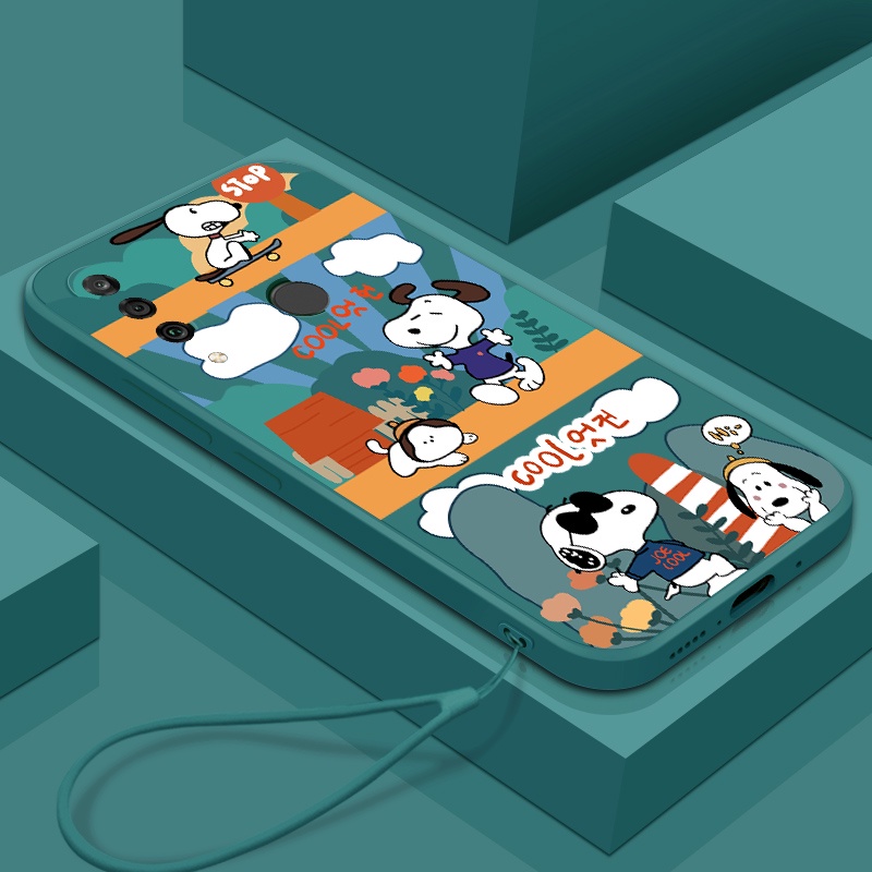 Ốp Lưng Silicon In Hình Snoopy Có Dây Đeo Xinh Xắn Cho oppo f1s a83 a71