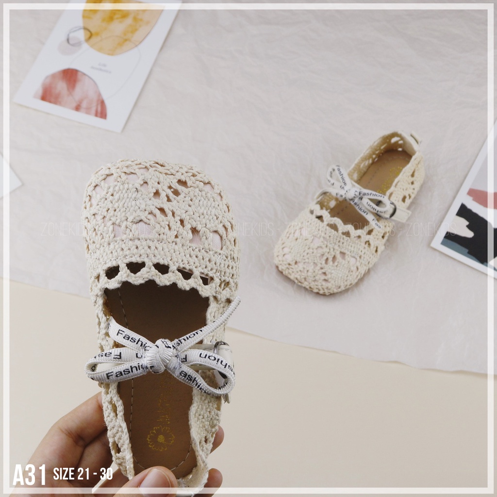 Giày búp bê vải phối nơ cho bé gái Zonekids - A31