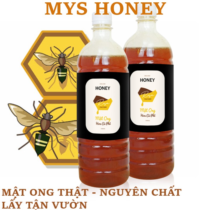 Mật ong thật, BỘ 2 CHAI mật ong nguyên chất tổng 500ml Mys Honey