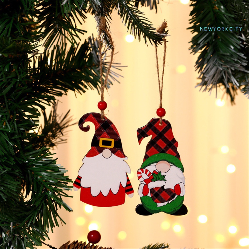 Phụ Kiện Treo Trang Trí Cây Thông Giáng Sinh Hình Ông Già Noel Bằng Gỗ Tinh Tế Cho Năm Mới