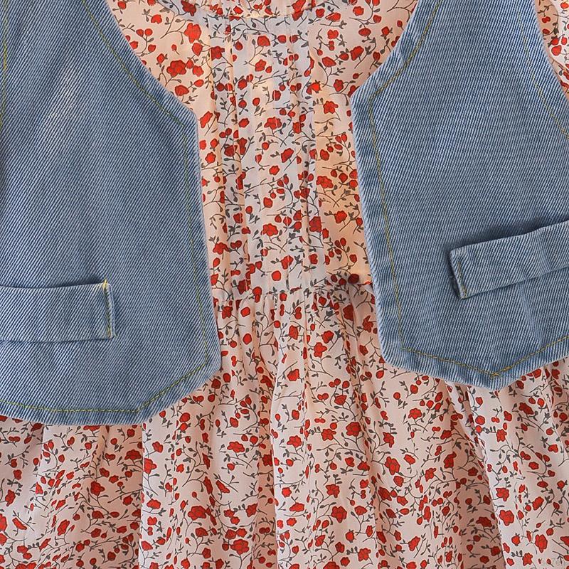 Set Đầm Công Chúa Không Tay Và Áo Khoác Denim Cho Bé Gái Se7En