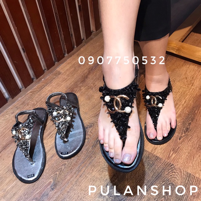 [SALE XẢ HÀNG] Sandal thun quai tam giác kết đá