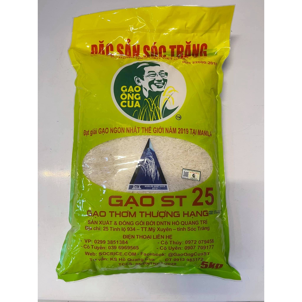 Gạo Đặc Sản Sóc Trăng ST25 5kg - TS Hồ Quang Cua