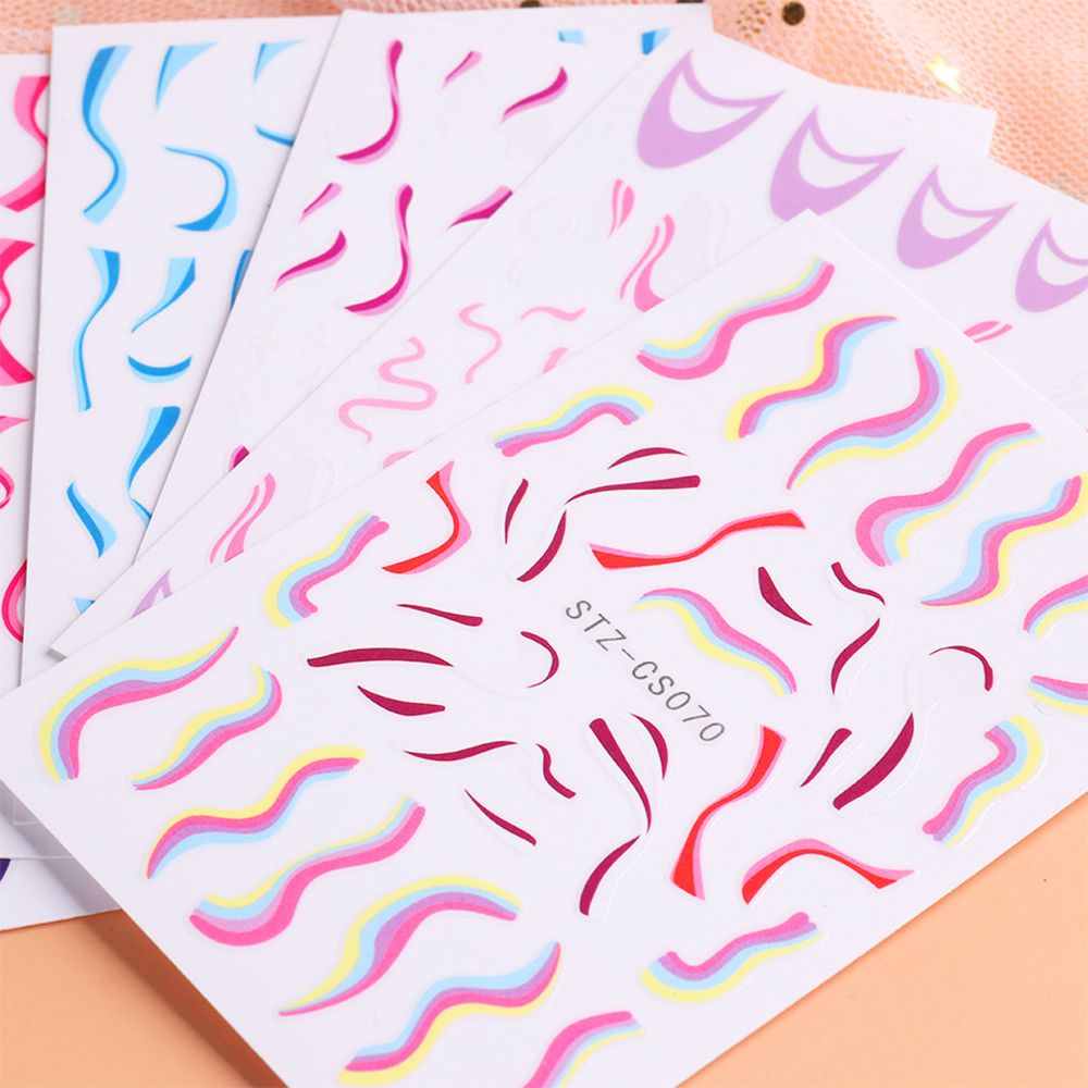 [Hàng mới về] Miếng dán móng tay trang trí nghệ thuật tự làm thiết kế hình gợn sóng màu kiểu Pháp