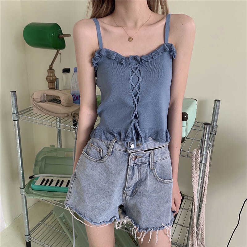 Áo yếm croptop nữ dây đan chéo chất mịn đẹp