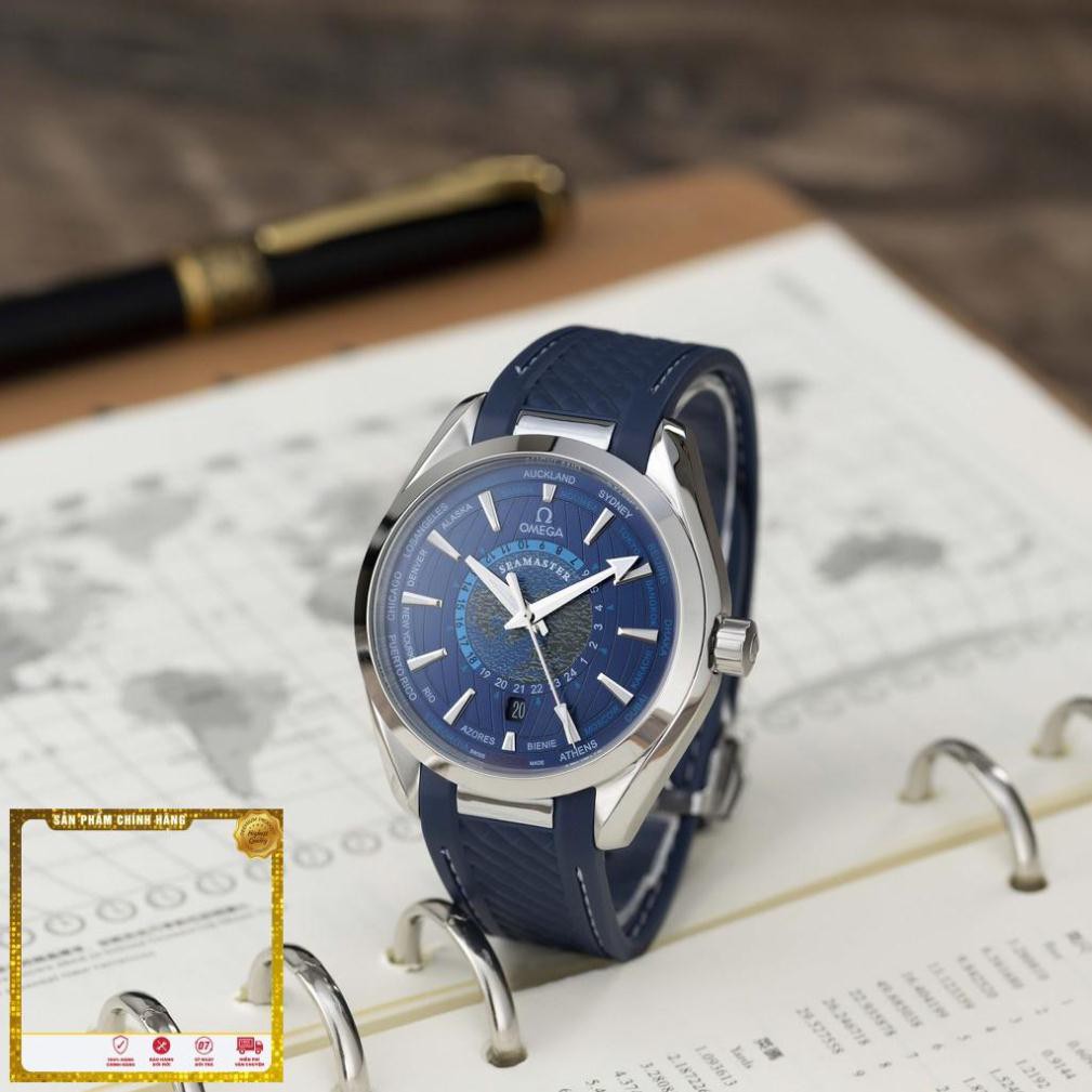 Đồng hồ nam omega máy cơ siêu cấp dây cao su - Bản mặt địa cầu - Bảo hành 24th