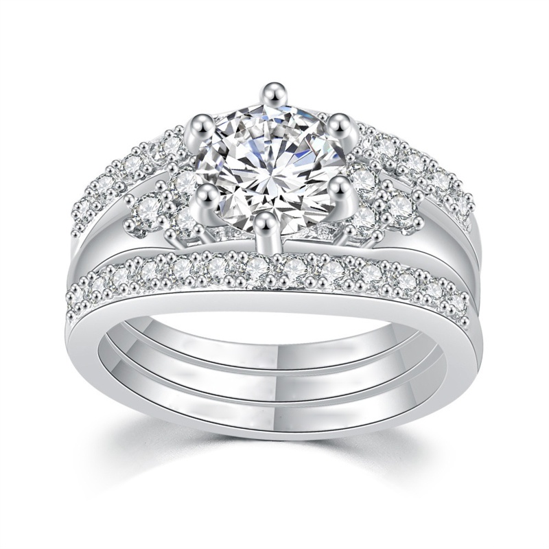 King Bộ Ba Mảnh Thắt Nút Đính Đá Zircon Tròn In Chữ I Love You for Always with AAA Phổ Biến Cho Đính Hôn