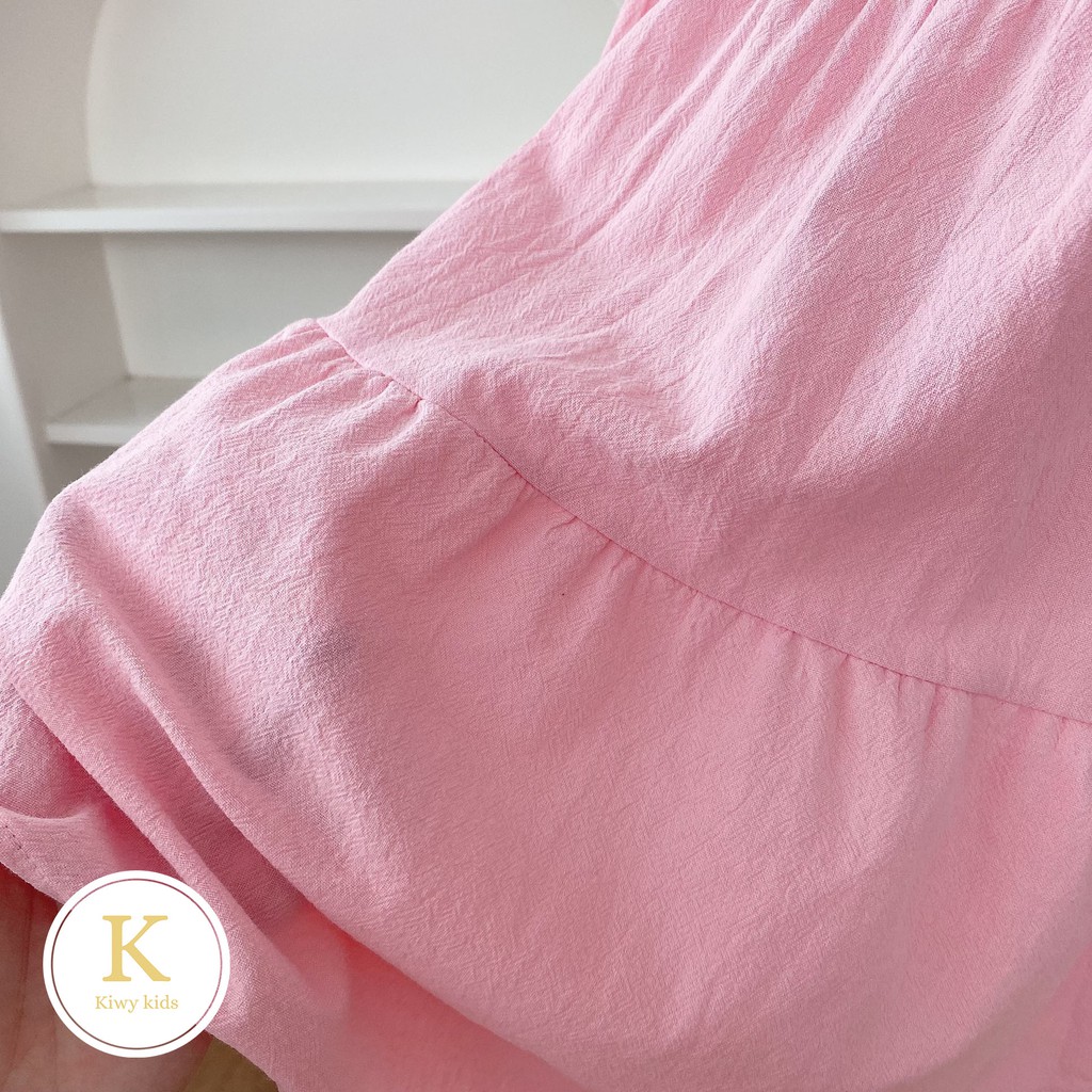Váy bé gái maxi KIWY KIDS chất linen thô nhăn màu hồng ngọt ngào Kidsh2163 cho bé từ 5 đến 11 tuổi