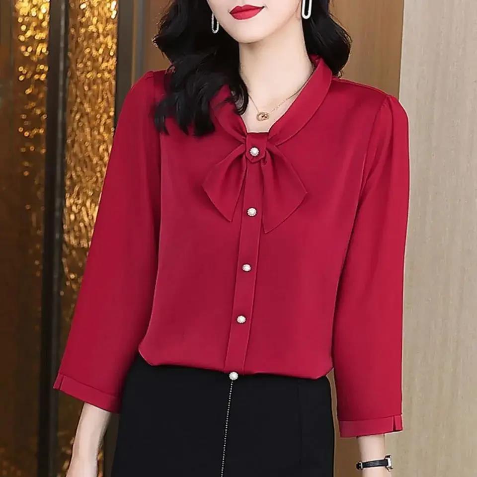 Áo Sơ Mi Phong Cách Phương Tây Mùa Thu Hợp Thời Trang Plus Size Cho Phụ Nữ Trung Niên