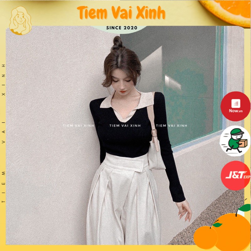 Áo Len Dệt Dài Tay 🍊Tiệm Vải Xinh🍊 Len Dệt Cổ Đổ - AL020 | BigBuy360 - bigbuy360.vn