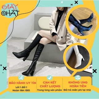 Bốt đùi nữ khoá cạnh dài, Bốt nữ cao cổ gót vuông cao 7p chất da phong cách hàn quốc lên form chân chuẩn