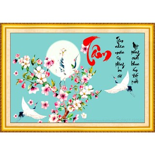 Tranh đính đá chữ tâm 75*50cm LV361 - tự đính