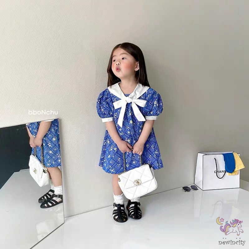 Đầm Xòe Công Chúa In Hoa Phong Cách Hàn Quốc Cho Bé Gái