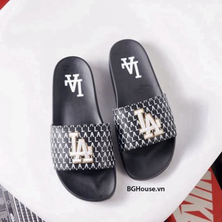 Dép quai ngang nam nữ MLB LA Monogram, đếm mềm, logo thêu nổi, kiểu thời trang, mang êm chân, dễ phối đồ