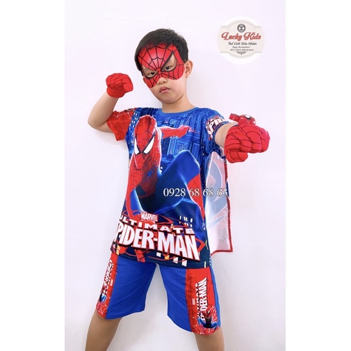 FULL SET TẶNG ĐỒNG HỒ / Bộ quần áo siêu nhân nhện TẶNG kèm choàng mặt nạ găng tay  -Đồ siêu nhân hoá trang