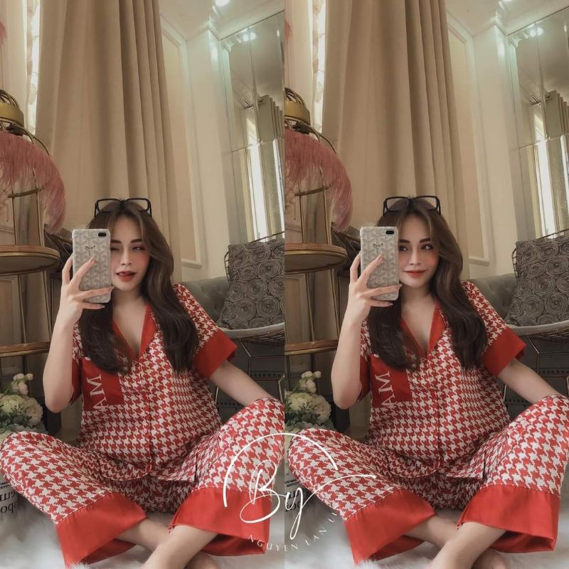 Pijama sọc caro đỏ