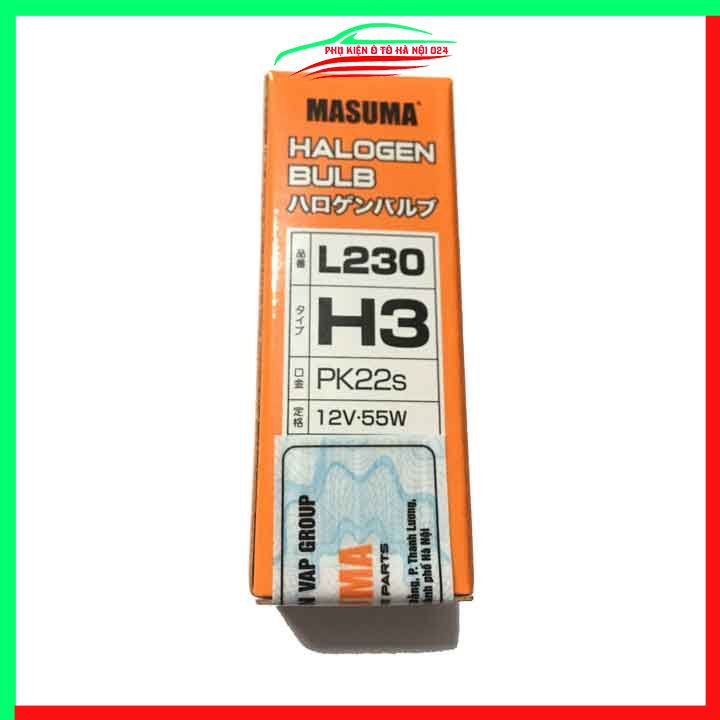 Bóng đèn H3 Halogen Masuma Nhật Bản điện áp 12v công suất 55W ánh sáng trắng 3000K