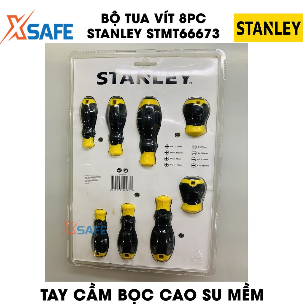 Bộ tua vít STANLEY STMT66673 8 chi tiết Bộ tuốc nơ vít Stanley 4 tua vít dẹp, 4 tua vít bake đa kích cỡ, thép CR-V