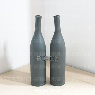 Lọ hoa gốm sứ dáng chai màu xám - Bát Tràng