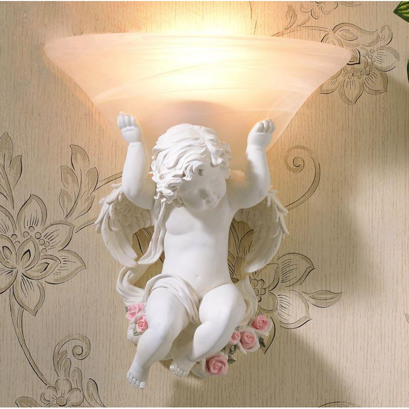 [FREESHIP] Đèn treo tường cậu bé thiên thần gam màu trắng thanh lịch mang phong cách tân cổ điển sang trọng TT21.