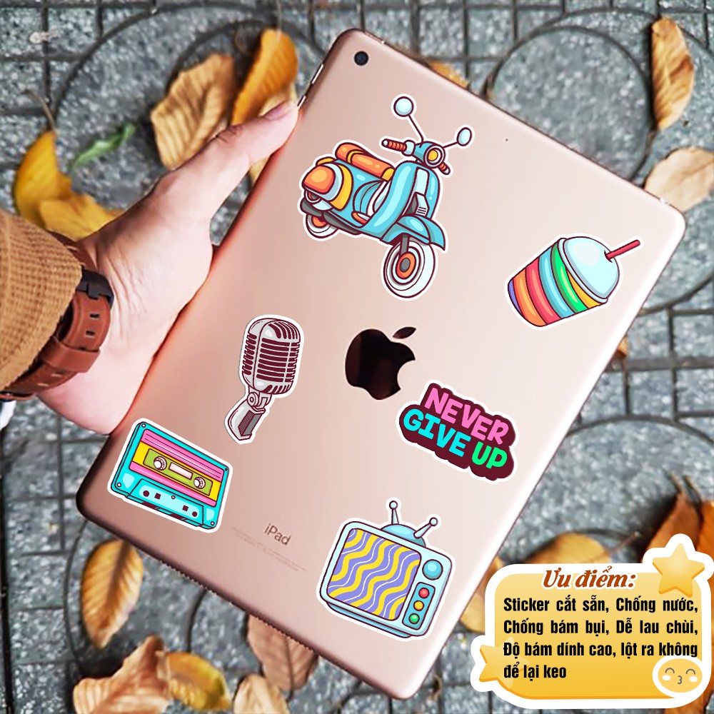 Sticker cute, vintage mix 𝑭𝒓𝒆𝒆𝒔𝒉𝒊𝒑 hình dán chống nước sticker dán laptop, điện thoại, đàn guitar, mũ bảo hiểm, vali...