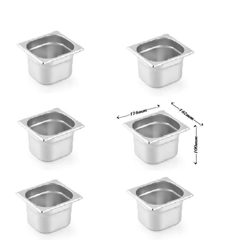 Khay đựng thực phẩm inox , đựng thạch Topping Inox 1/6