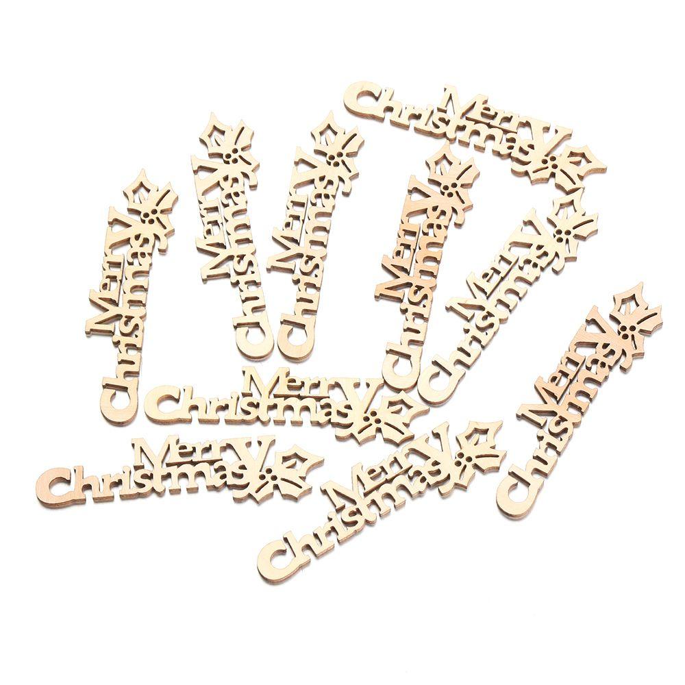 Set 10 Miếng Gỗ Có Chữ Merry Christmas Dùng Để Trang Trí Giáng Sinh Đa Năng Tiện Dụng
