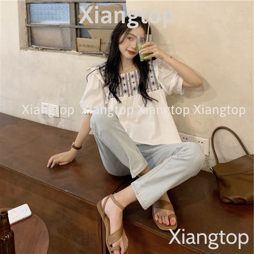 Áo babydoll tiểu thư thêu hoạ tiết kaca NH000101 aosomicongsothietke