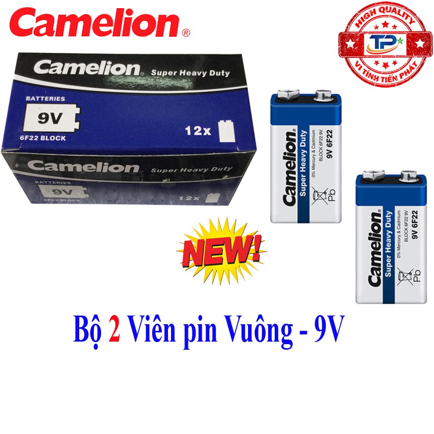 Bộ 2 Viên Pin vuông 9V Camelion Super Heavy Duty Battery - 6F22