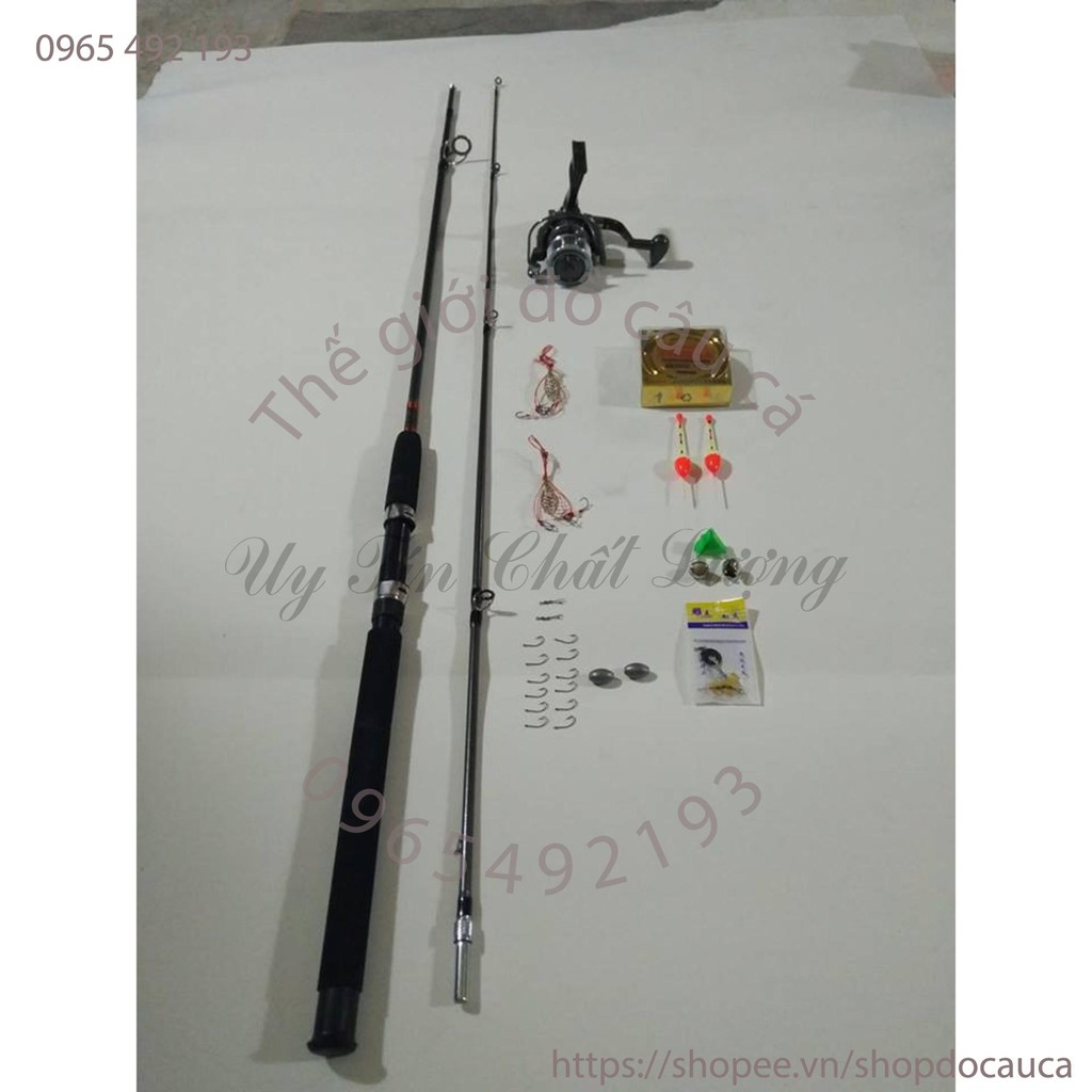 Bộ Cần Câu 2 khúc Shimano 2m4 đầy đủ phụ kiện như hình ( rẻ vô địch )