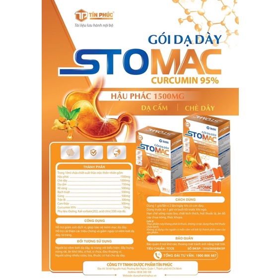 Gói Hỗ Trợ Giảm Đau Dạ Dày Tức Thì, Đau Rát Bao Tử STOMAC Hộp 20 gói