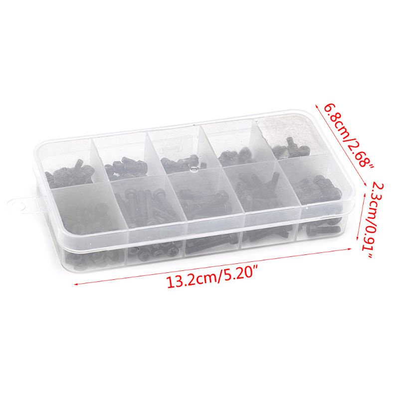 Hộp 300 Ốc Vít Và Đai Ốc M3 Bằng Kim Loại Màu Đen