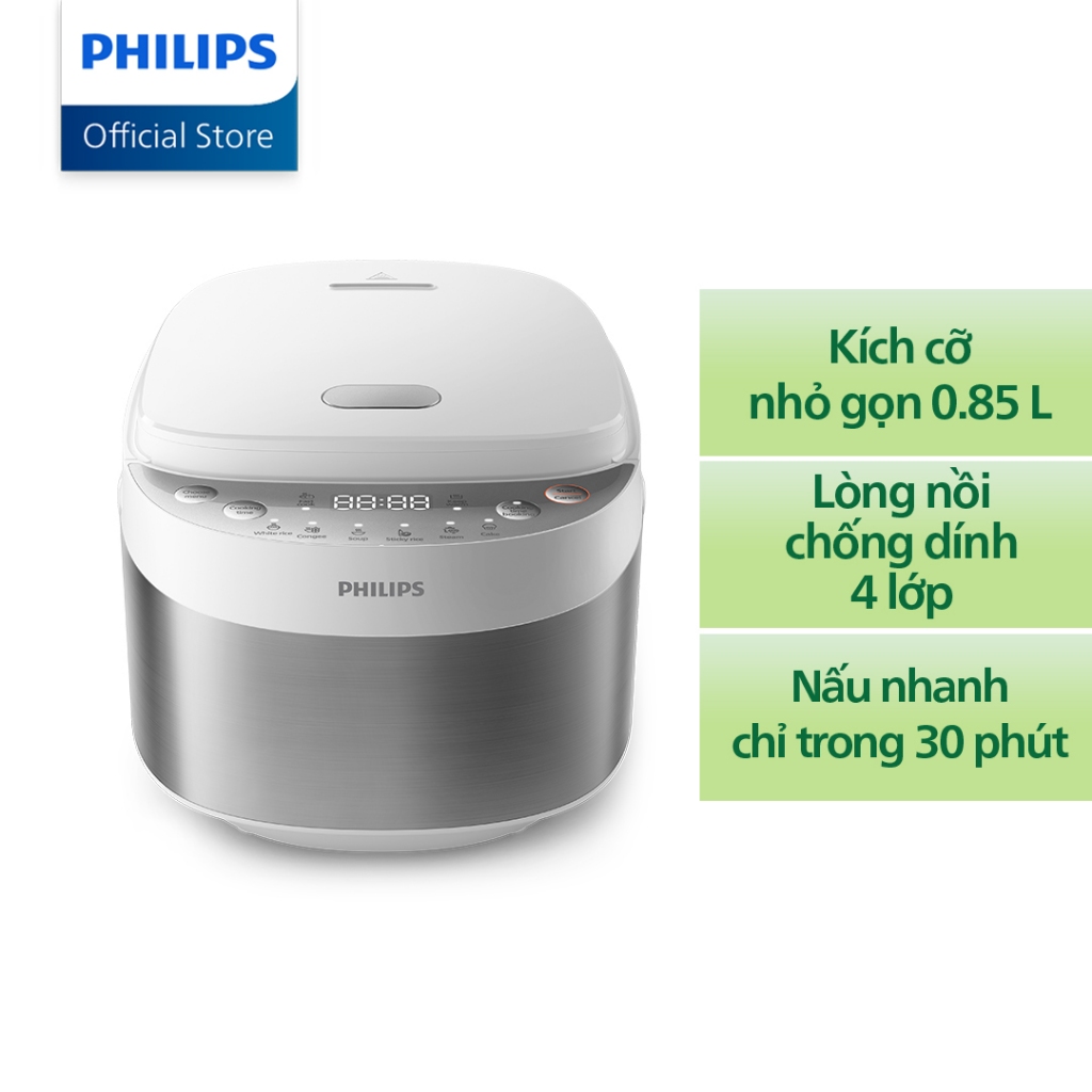 Nồi cơm điện tử mini Philips HD3170/66 | 600W | 0.85 lít - Hàng Chính Hãng
