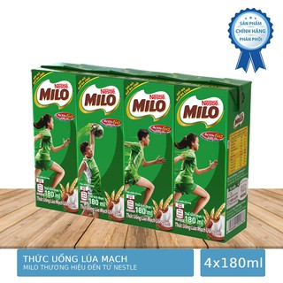 Lốc 4 hộp thức uống sữa lúa mạch milo active go 180ml