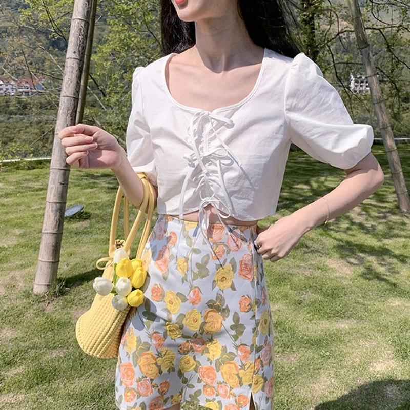 Set Áo Sơ Mi Trắng Phối Chân Váy Thời Trang Hè 2021 Cho Nữ