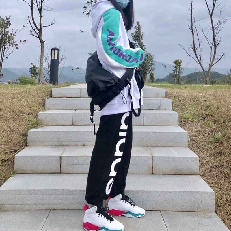 Áo Khoác Thể Thao Nike Air Jordan Có Mũ Trùm Đầu Dáng Rộng In Chữ Phong Cách Hàn Quốc Dành Cho Nữ