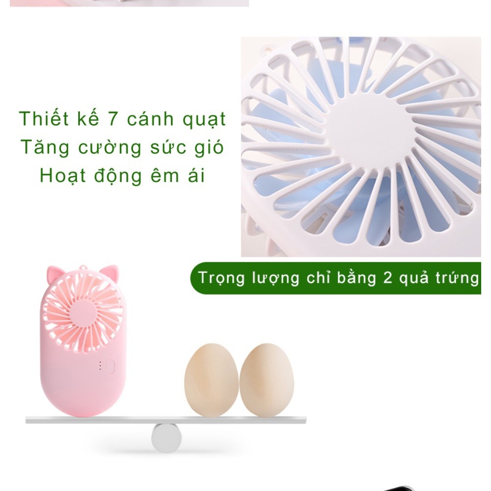 Quạt cầm tay MINI FAN hình thú siêu mát với 7 cánh quạt có chân đế tiện lợi thích hợp mang đi du lịch ngày hè